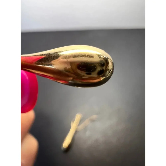 Turkish 10k yellow gold diamond cut teardrop earrings - Picture 11 of 11